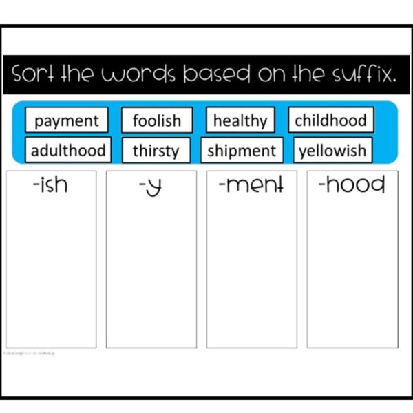 Digital Word Work: Suffixes Part 3- y, ment, ish, & hood - Image 2
