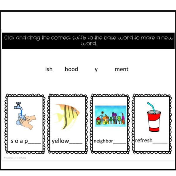 Digital Word Work: Suffixes Part 3- y, ment, ish, & hood - Image 3